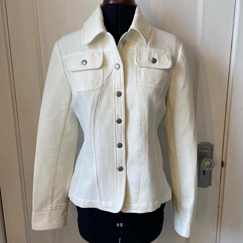 Vintage Cream Quilted Shirt Jacket
